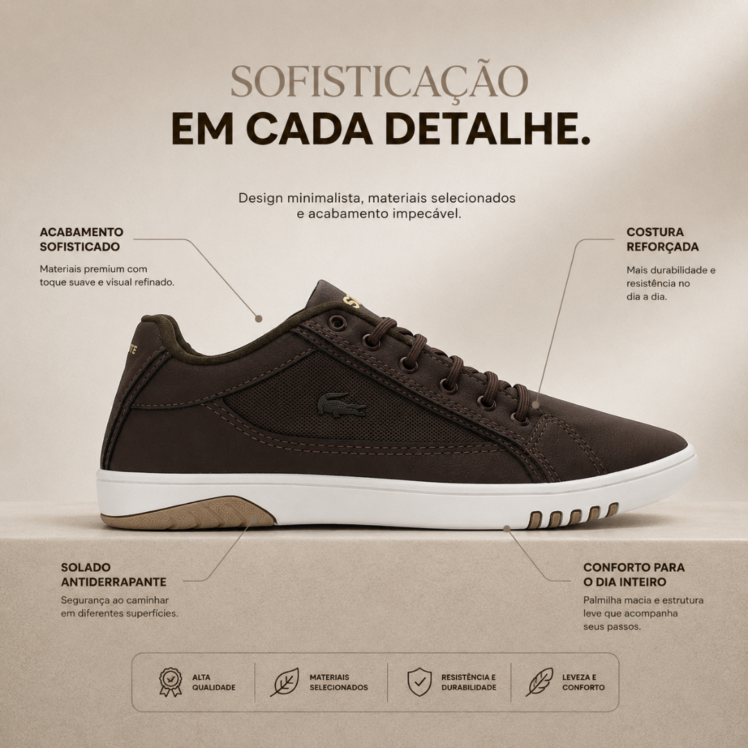 Tênis Casual Masculino Vegas Lacoste Café