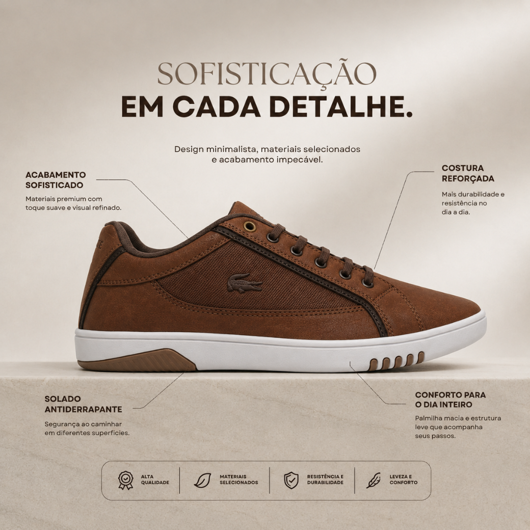 Tênis Casual Masculino Vegas Lacoste Castanho