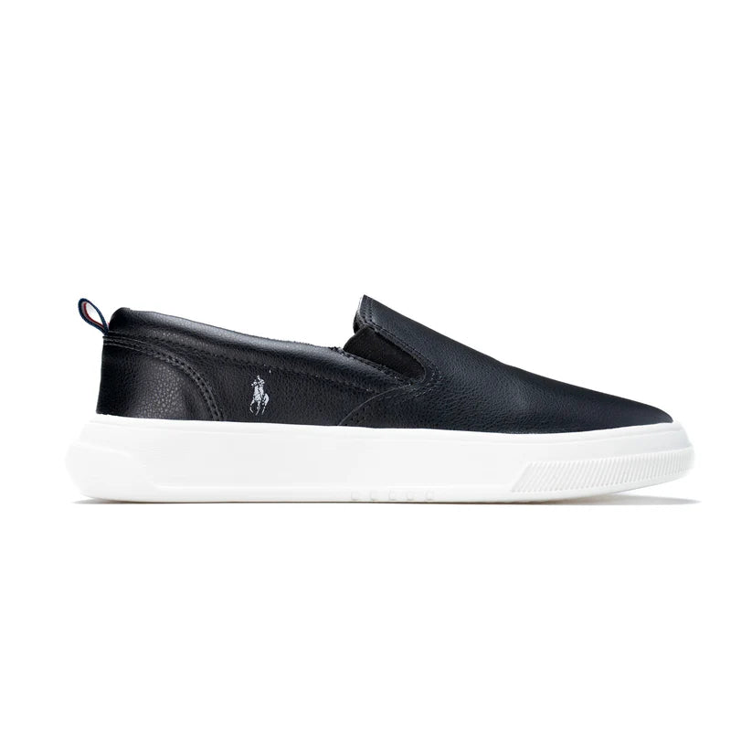 Tênis Casual Masculino Slip-On Polo Preto
